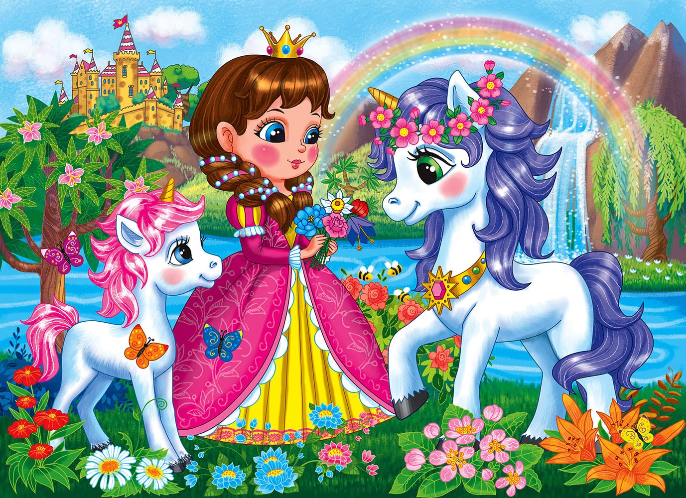 Rompecabezas Ransunn Princess & Unicorns 100 Piezas De 4 A 8 Años - Venta Internacional.