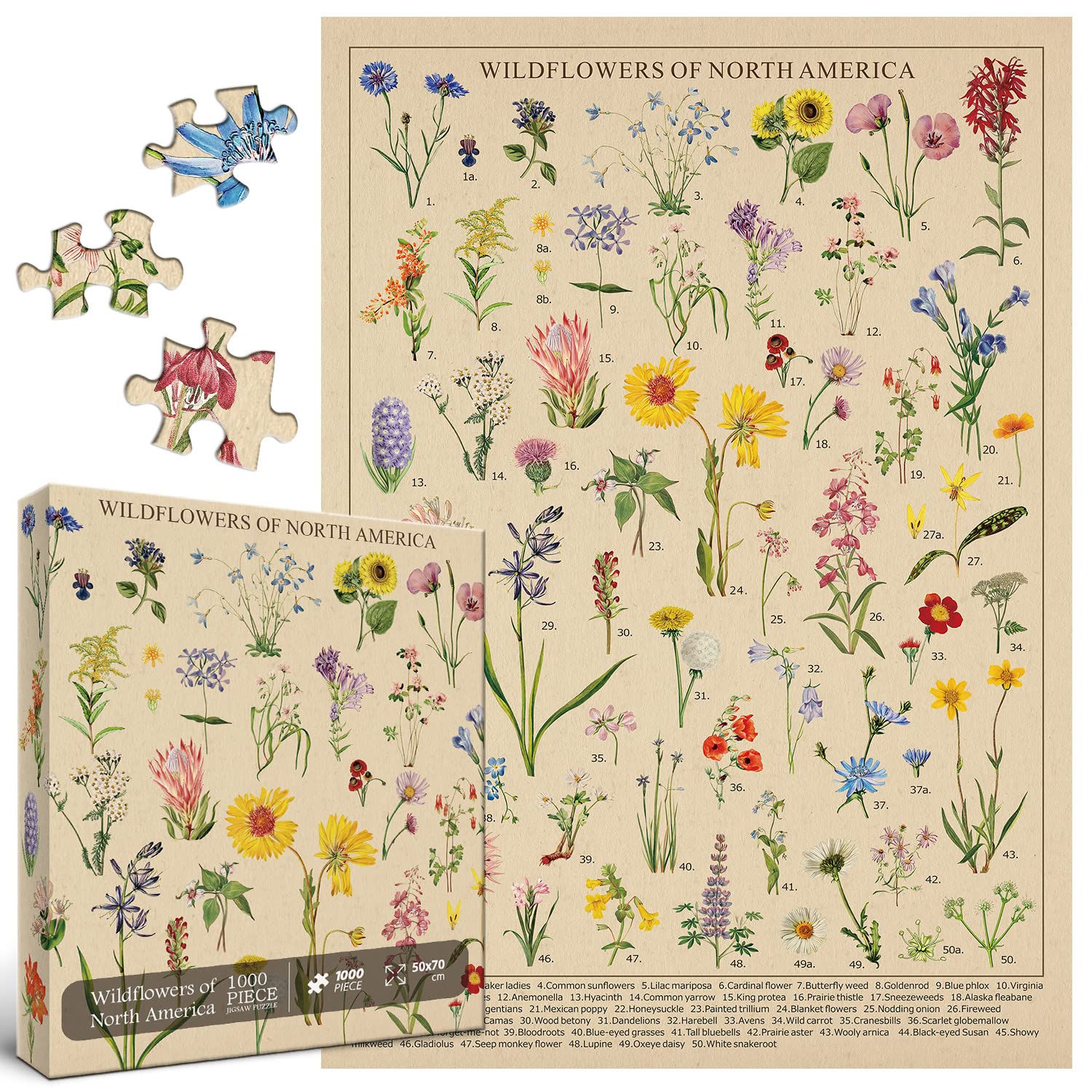 Foto 2 pulgar | Puzzle Bboldin Vintage Wildflowers 1000 Piezas Para Adulto - Venta Internacional.