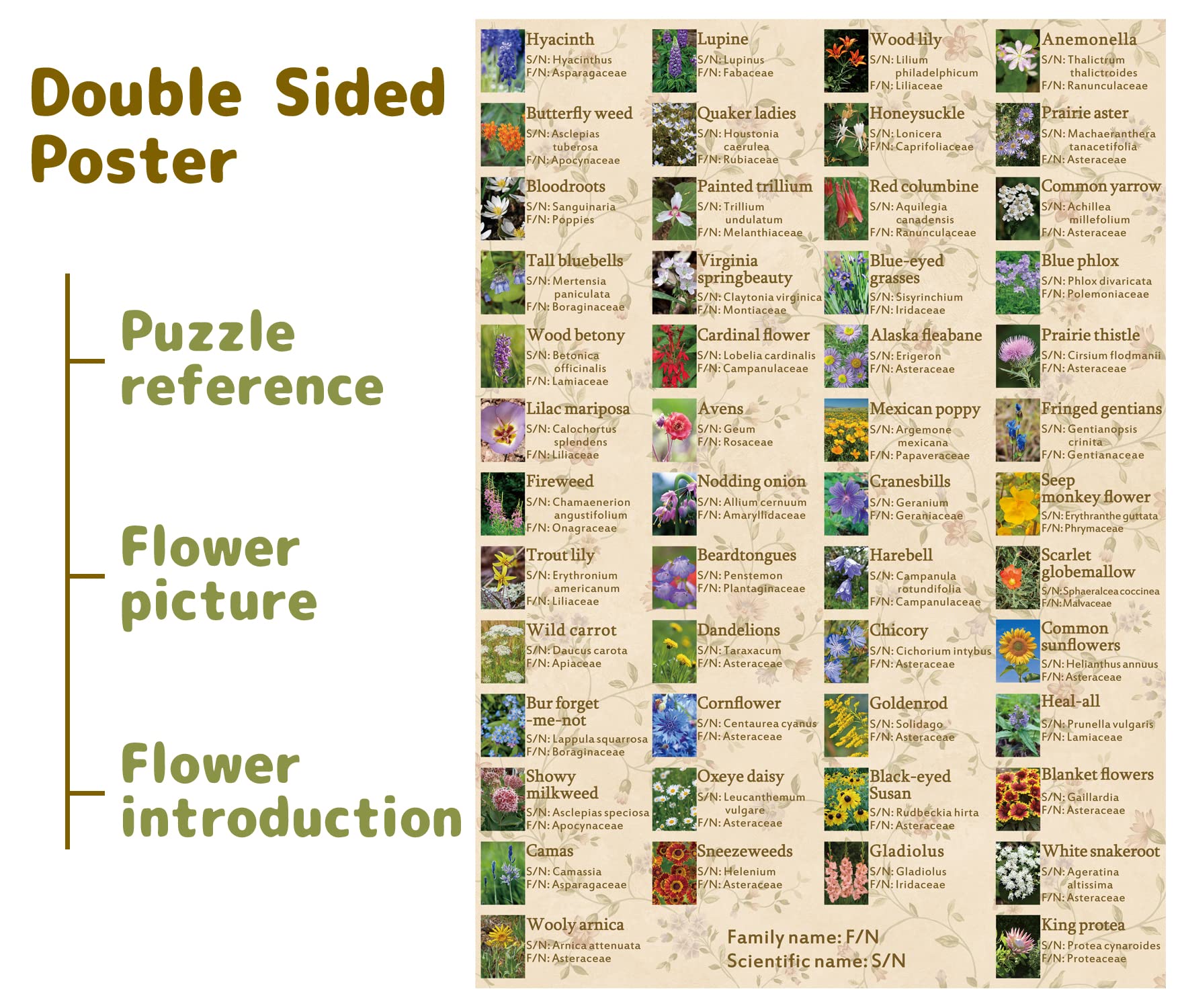 Foto 4 pulgar | Puzzle Bboldin Vintage Wildflowers 1000 Piezas Para Adulto - Venta Internacional.