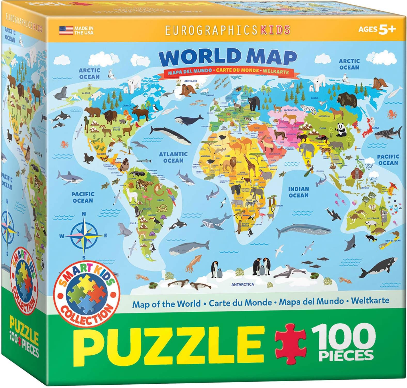 Foto 2 pulgar | Rompecabezas Eurographics Con Mapa Ilustrado Del Mundo, 100 Unidades - Venta Internacional.