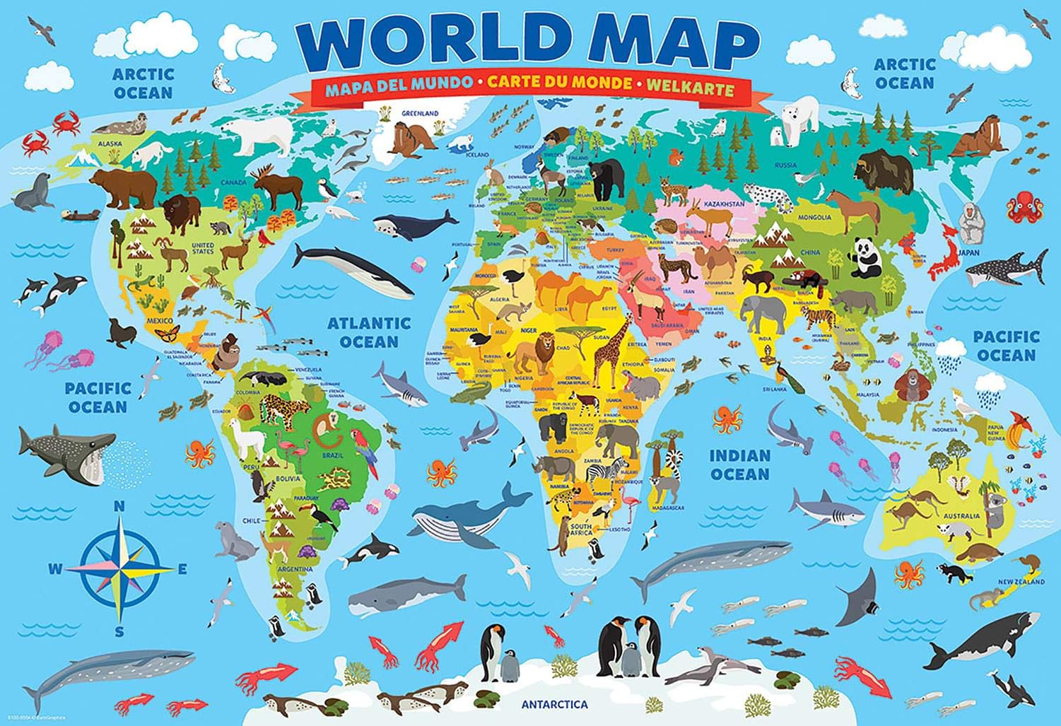 Foto 5 pulgar | Rompecabezas Eurographics Con Mapa Ilustrado Del Mundo, 100 Unidades - Venta Internacional.