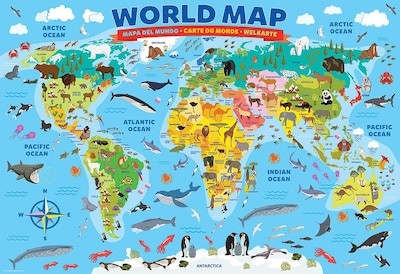 Foto 4 | Rompecabezas Eurographics Con Mapa Ilustrado Del Mundo, 100 Unidades - Venta Internacional.