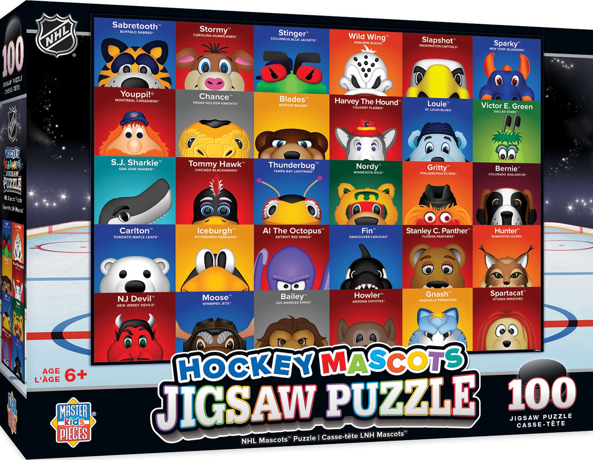 Mascotas De La Nhl De Puzzle Masterpieces, 100 Piezas, Para Niños - Venta Internacional.