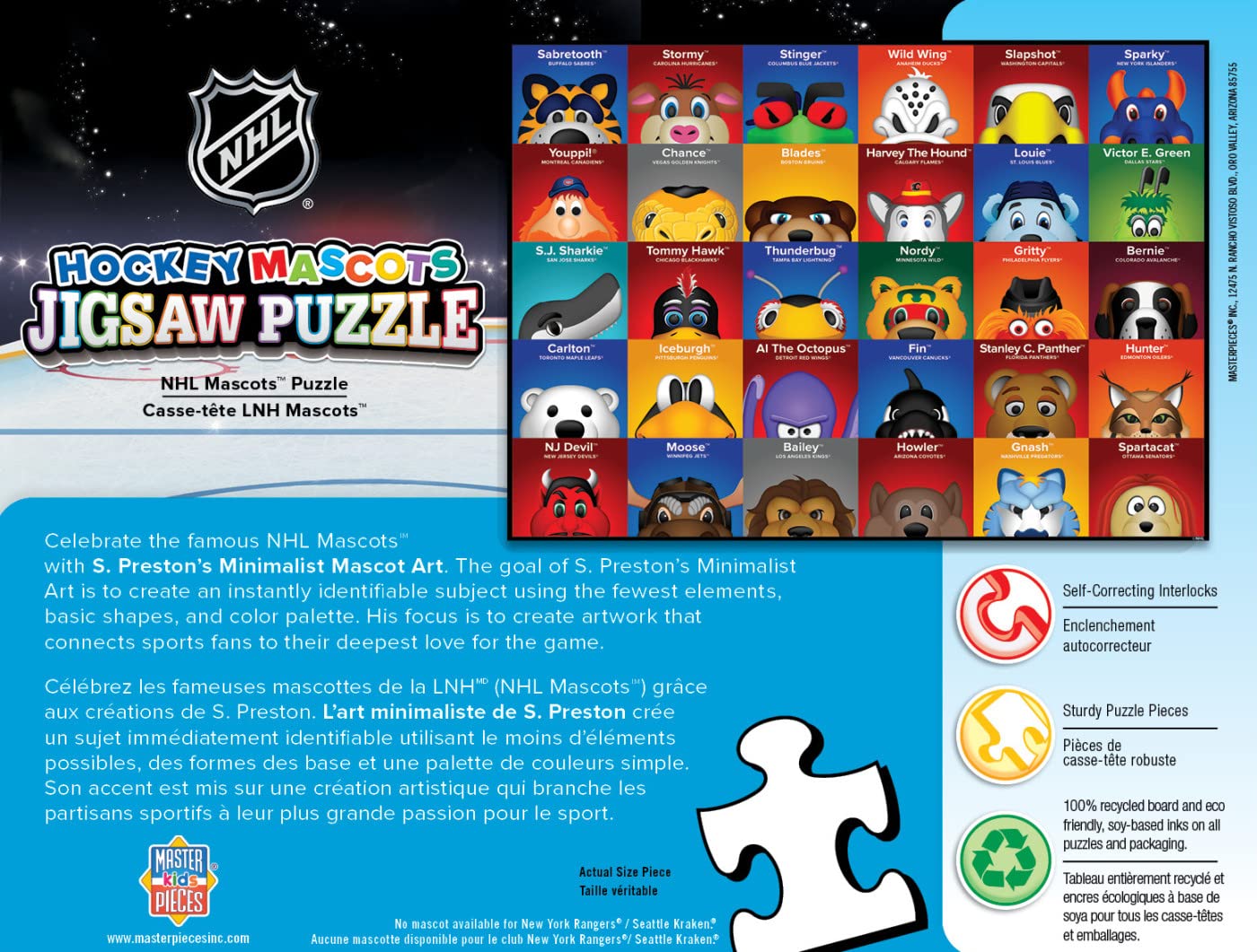 Foto 4 pulgar | Mascotas De La Nhl De Puzzle Masterpieces, 100 Piezas, Para Niños - Venta Internacional.