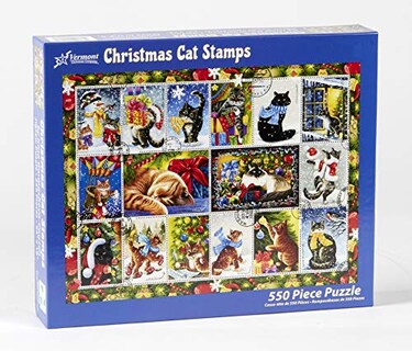 Foto 1 | Rompecabezas Sellos Navideños de Gato de Jigsaw Puzzle Vermont 550 Unidades - Venta Internacional