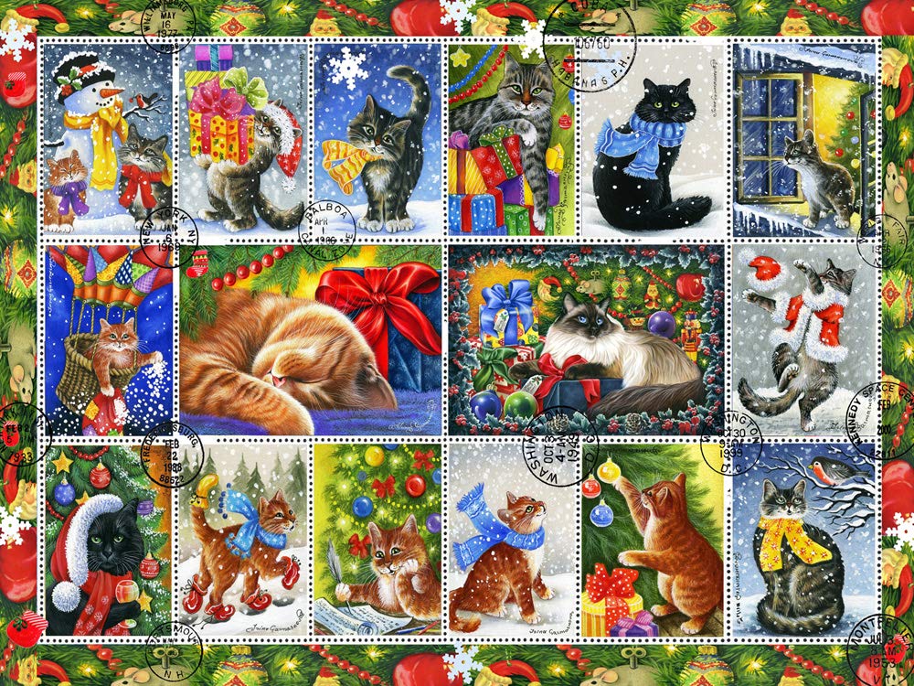 Foto 3 pulgar | Rompecabezas Sellos Navideños de Gato de Jigsaw Puzzle Vermont 550 Unidades - Venta Internacional