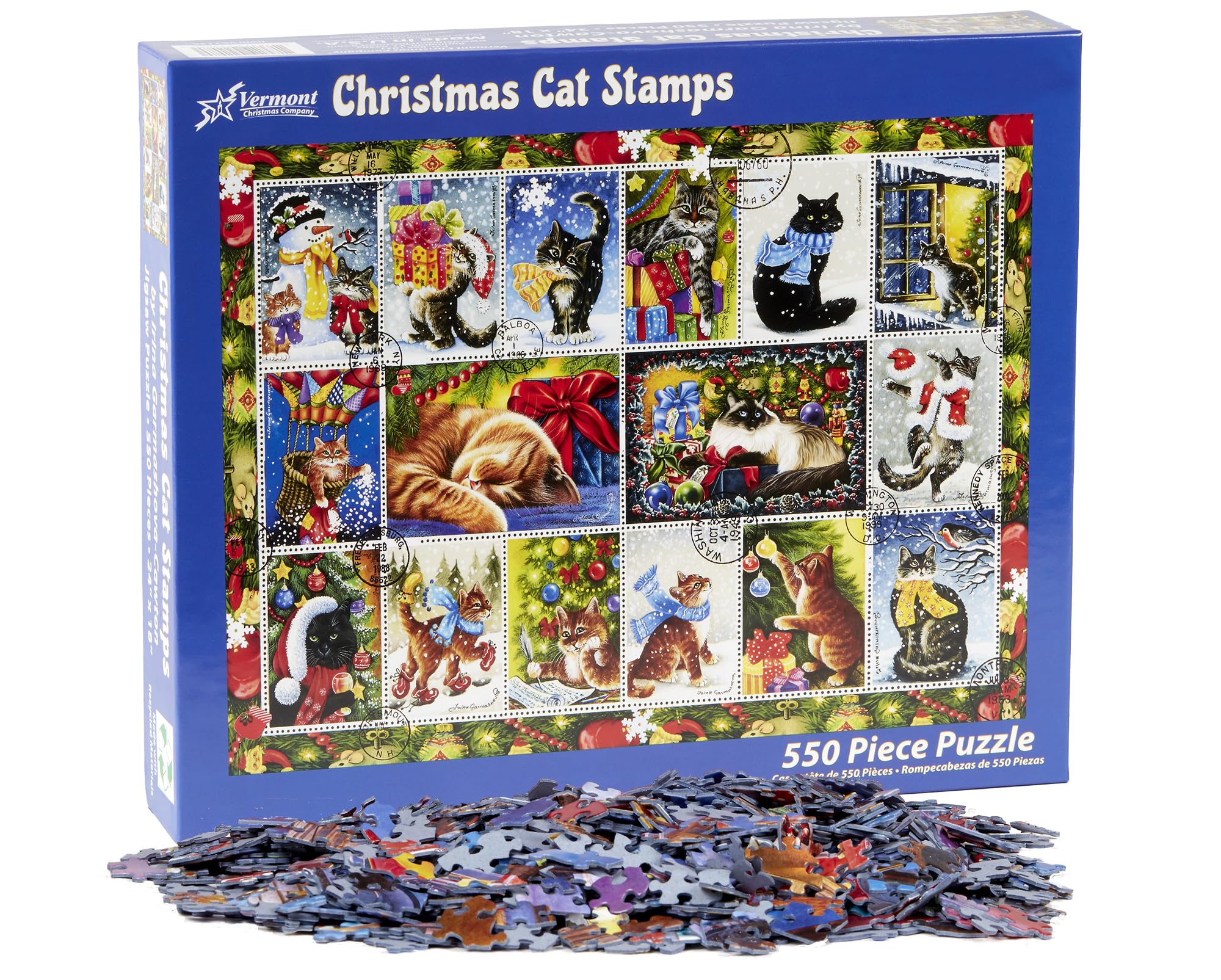 Foto 4 pulgar | Rompecabezas Sellos Navideños de Gato de Jigsaw Puzzle Vermont 550 Unidades - Venta Internacional