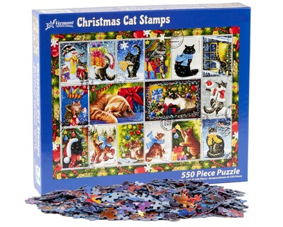 Foto 3 | Rompecabezas Sellos Navideños de Gato de Jigsaw Puzzle Vermont 550 Unidades - Venta Internacional