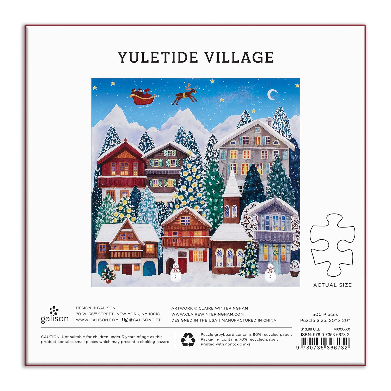 Foto 4 pulgar | Puzzle Galison Yuletide Village De 500 Piezas - Venta Internacional.