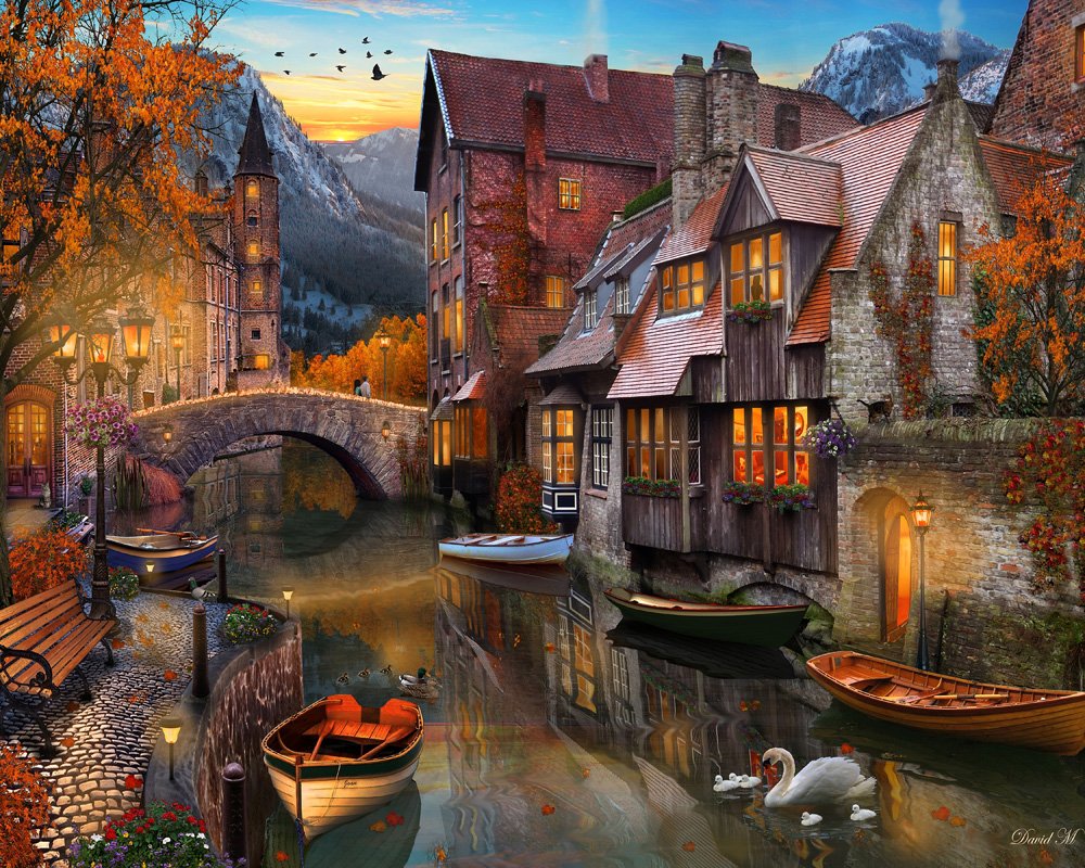 Foto 2 | Rompecabezas Vermont Christmas Company Autumn Canal 1000 Piezas-Venta Internacional