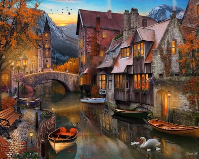 Foto 2 | Rompecabezas Vermont Christmas Company Autumn Canal 1000 Piezas-Venta Internacional