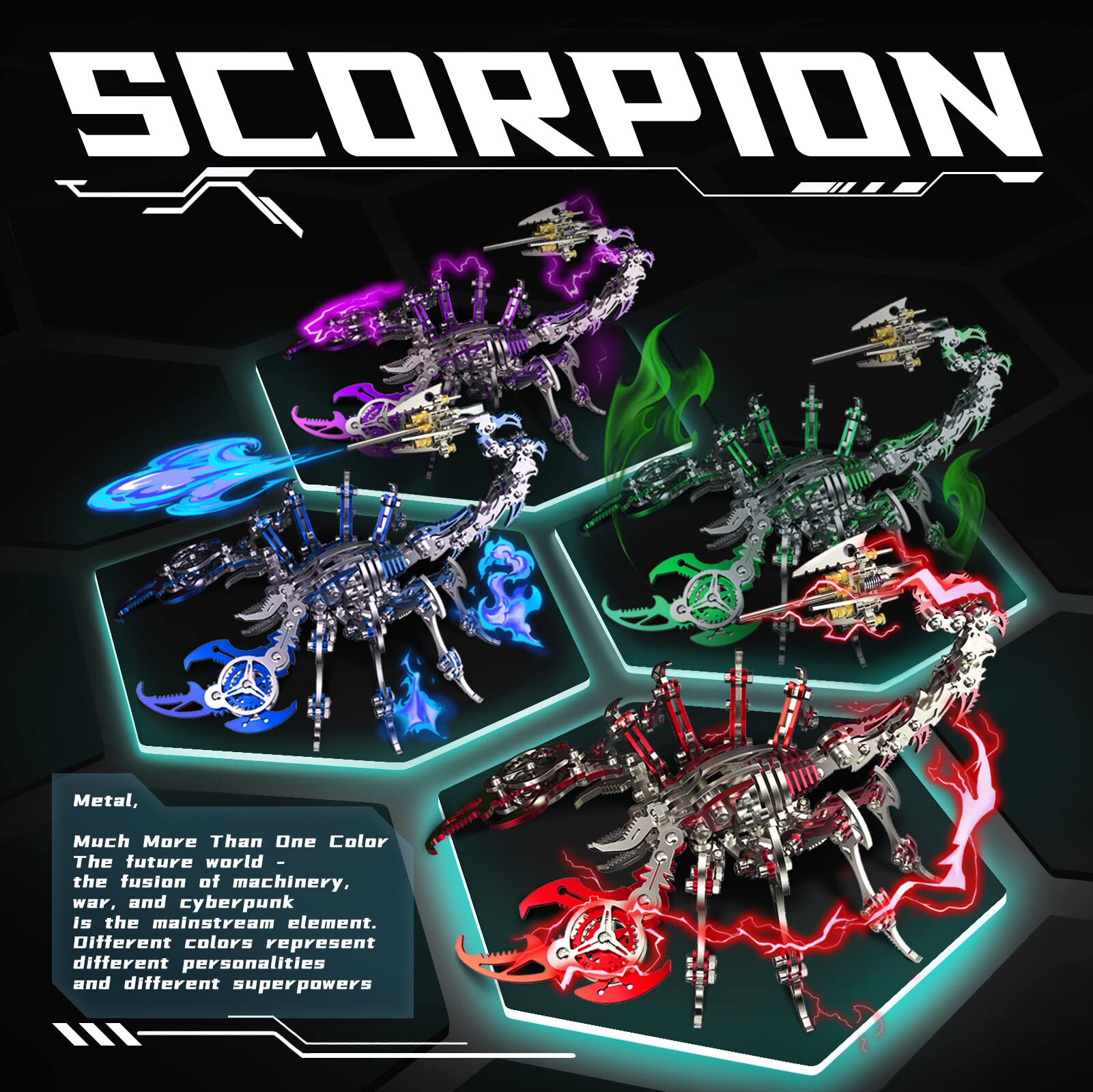 Foto 6 | Ensamblaje De Rompecabezas De Metal 3d Scorpion King, Más De 200 Piezas Con Herramienta, Rojo - Venta Internacional.