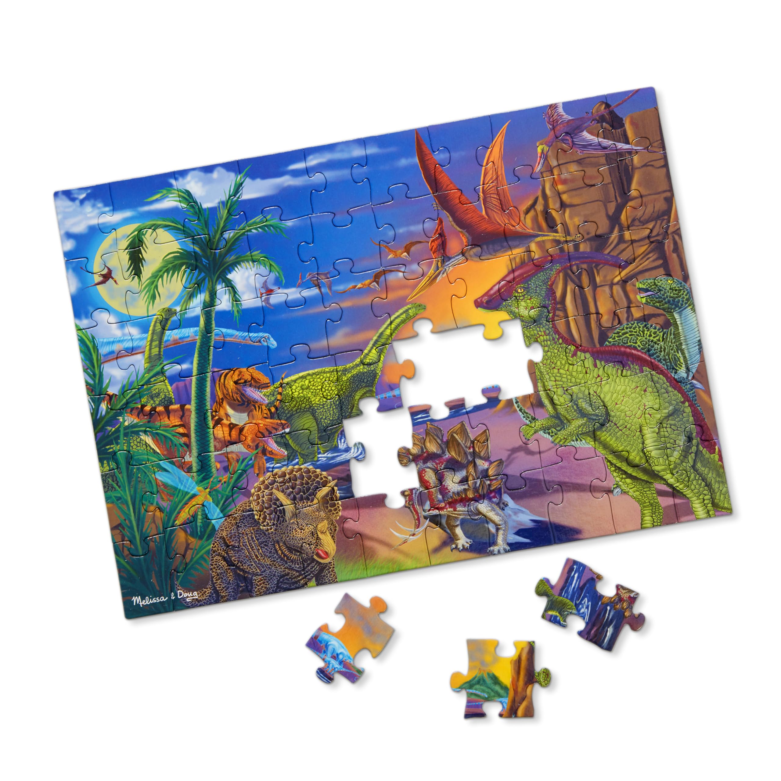 Foto 4 | Rompecabezas Melissa & Doug La Tierra De Los Dinosaurios 60 Piezas - Venta Internacional.