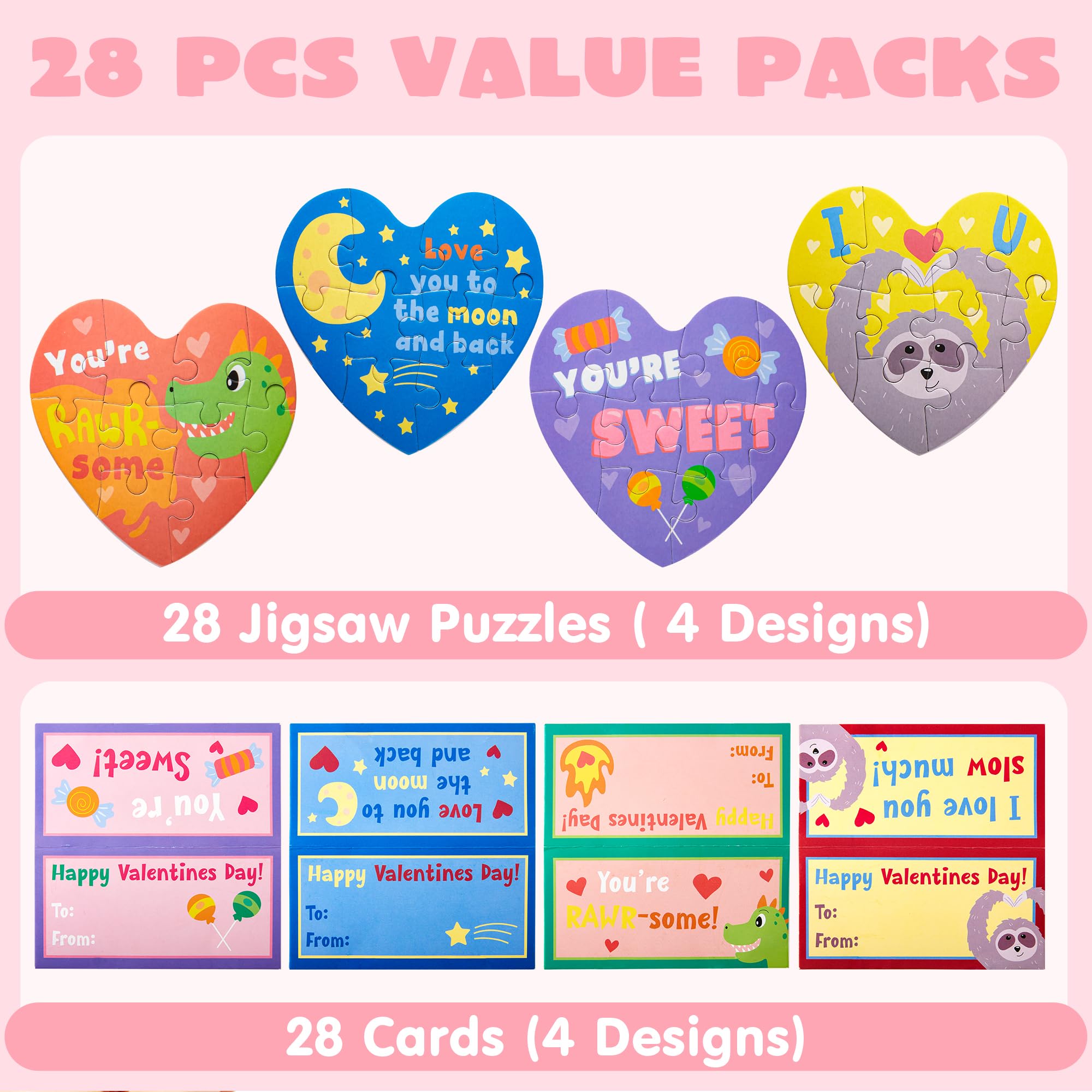 Foto 3 pulgar | Juego De Tarjetas De Regalo Para El Día De San Valentín Con Rompecabezas En Forma De Corazón X28 - Venta Internacional