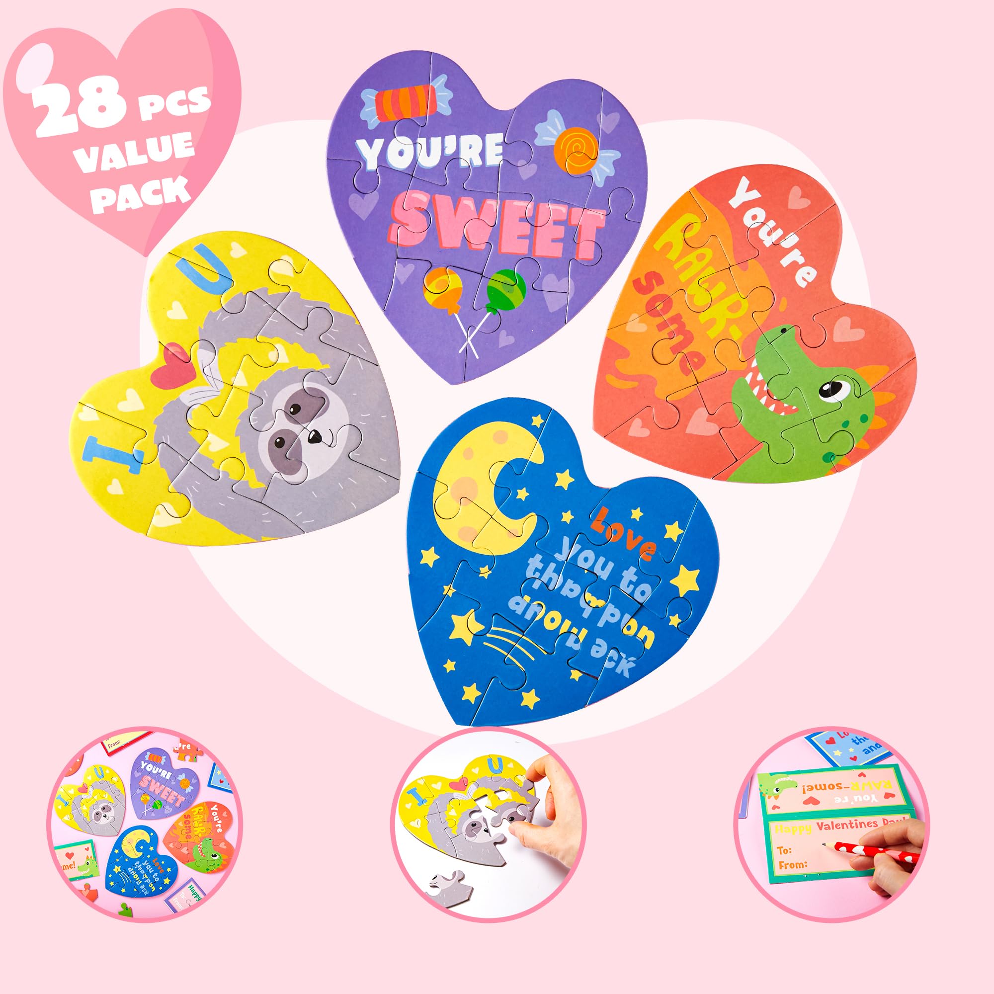 Foto 4 pulgar | Juego De Tarjetas De Regalo Para El Día De San Valentín Con Rompecabezas En Forma De Corazón X28 - Venta Internacional