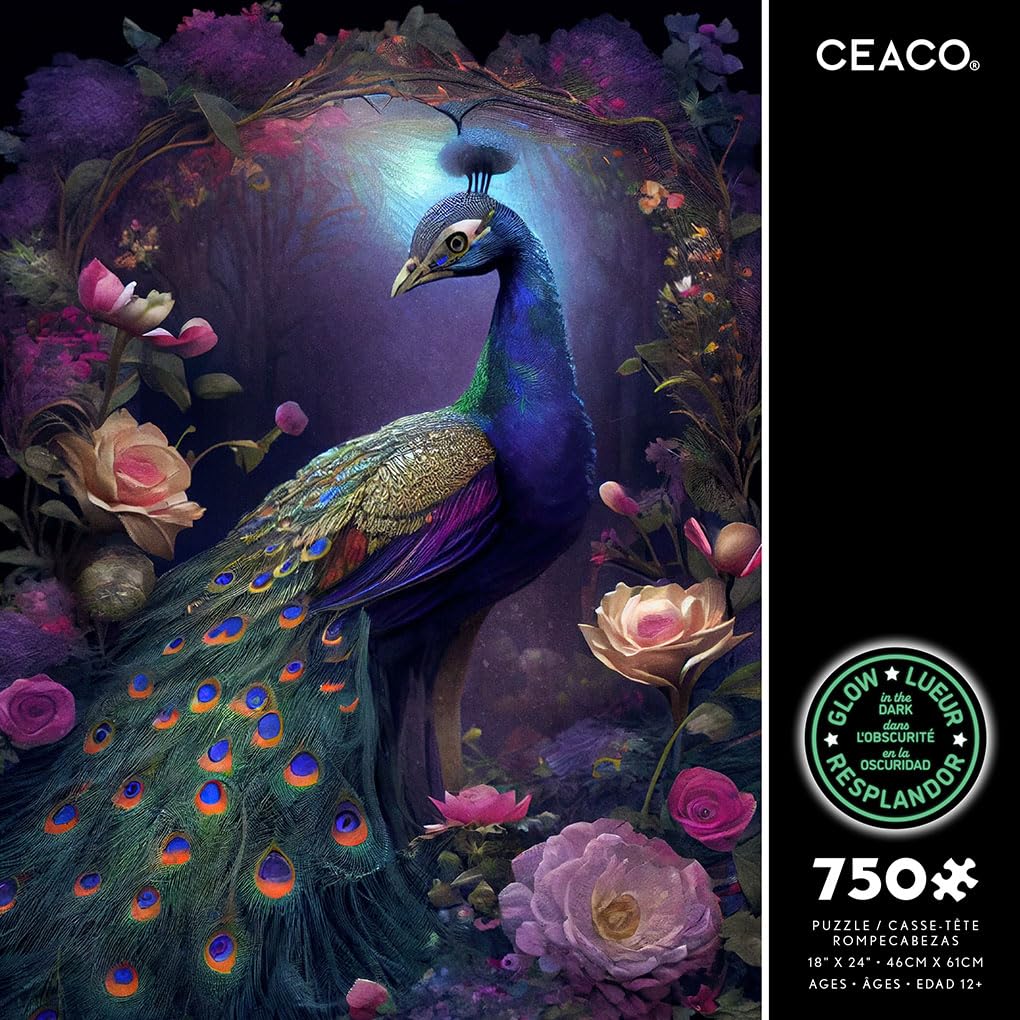 Foto 3 pulgar | Rompecabezas Ceaco Peacock Glow De 750 Piezas Que Brillan En La Oscuridad - Venta Internacional.