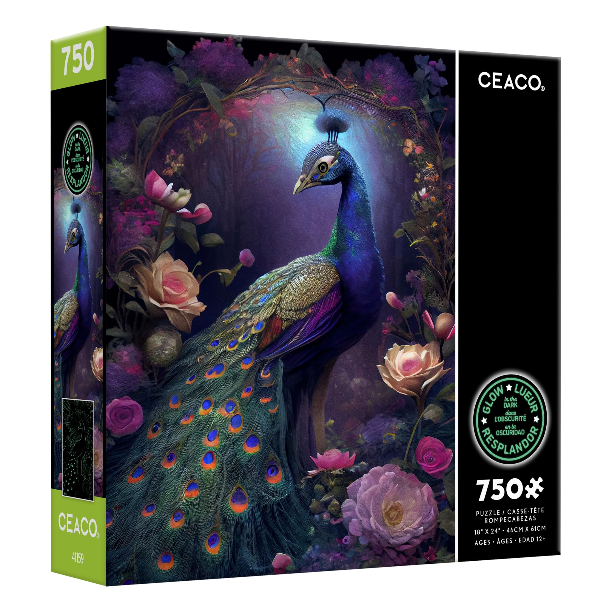 Foto 4 pulgar | Rompecabezas Ceaco Peacock Glow De 750 Piezas Que Brillan En La Oscuridad - Venta Internacional.