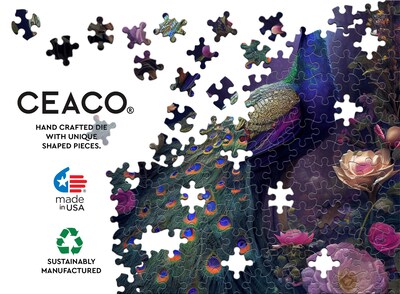 Foto 5 | Rompecabezas Ceaco Peacock Glow De 750 Piezas Que Brillan En La Oscuridad - Venta Internacional.