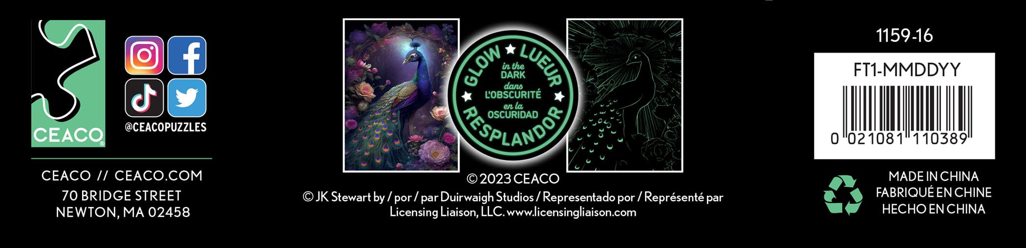 Foto 7 pulgar | Rompecabezas Ceaco Peacock Glow De 750 Piezas Que Brillan En La Oscuridad - Venta Internacional.