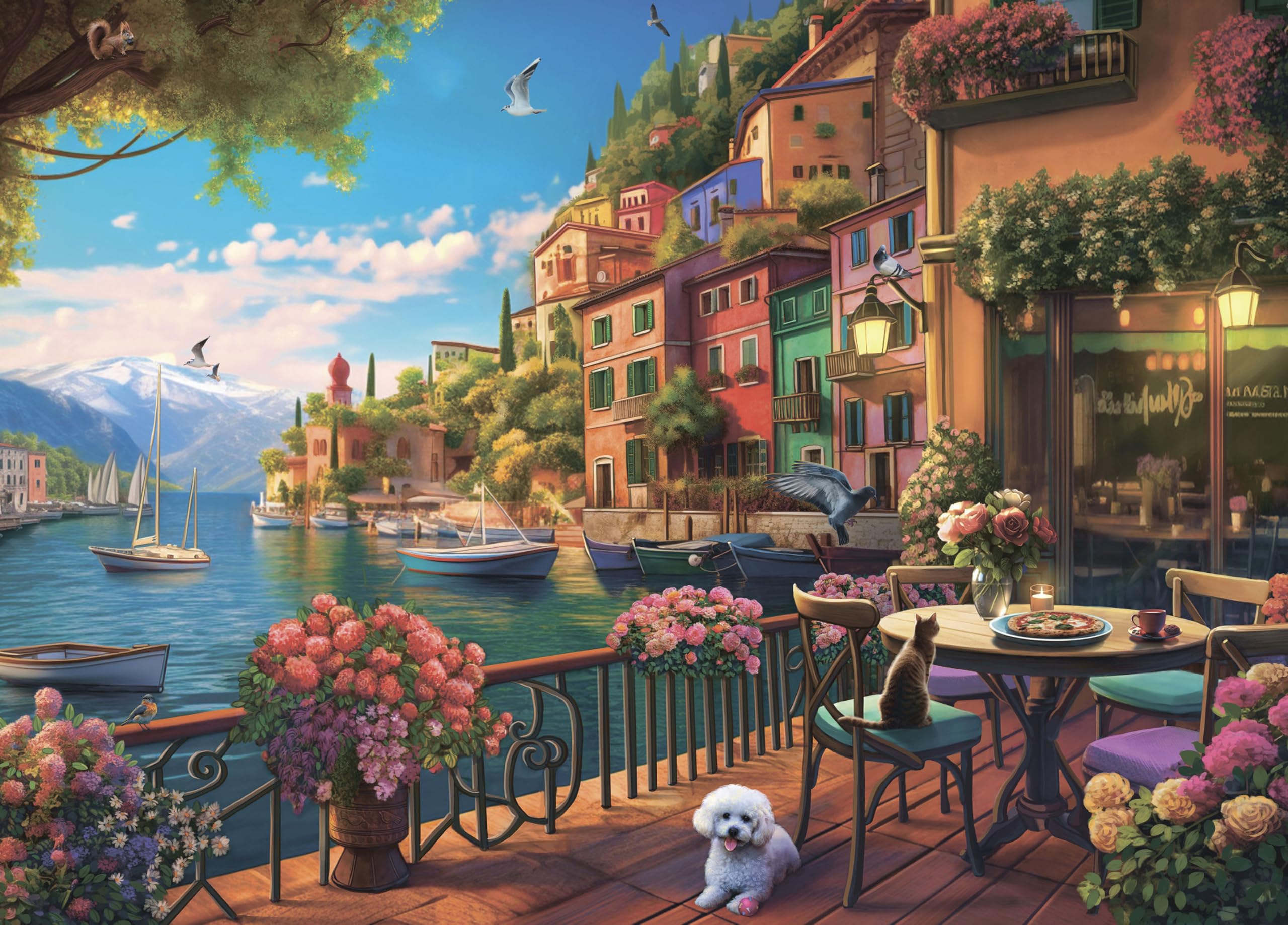 Rompecabezas Ceaco Puesta De Sol En El Lago De Como 1000 Piezas - Venta Internacional.