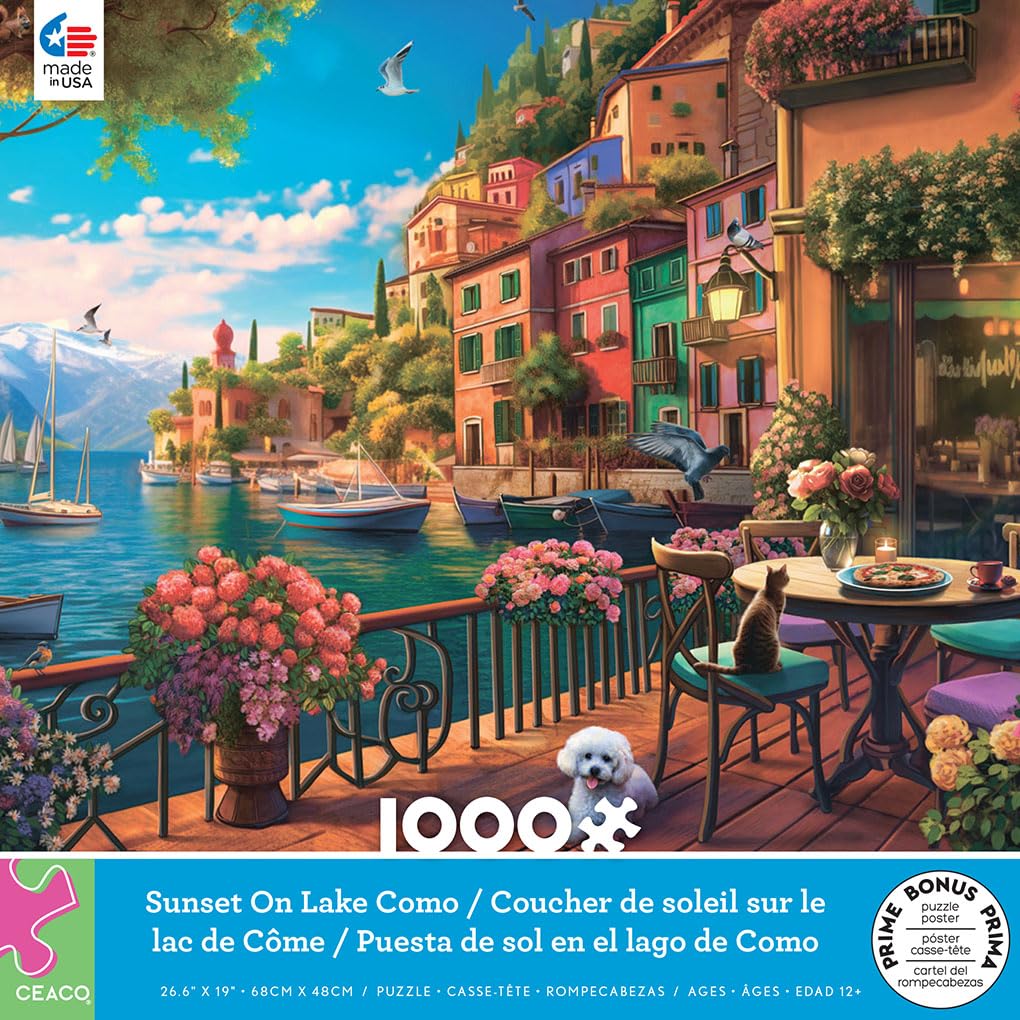 Foto 3 pulgar | Rompecabezas Ceaco Puesta De Sol En El Lago De Como 1000 Piezas - Venta Internacional.