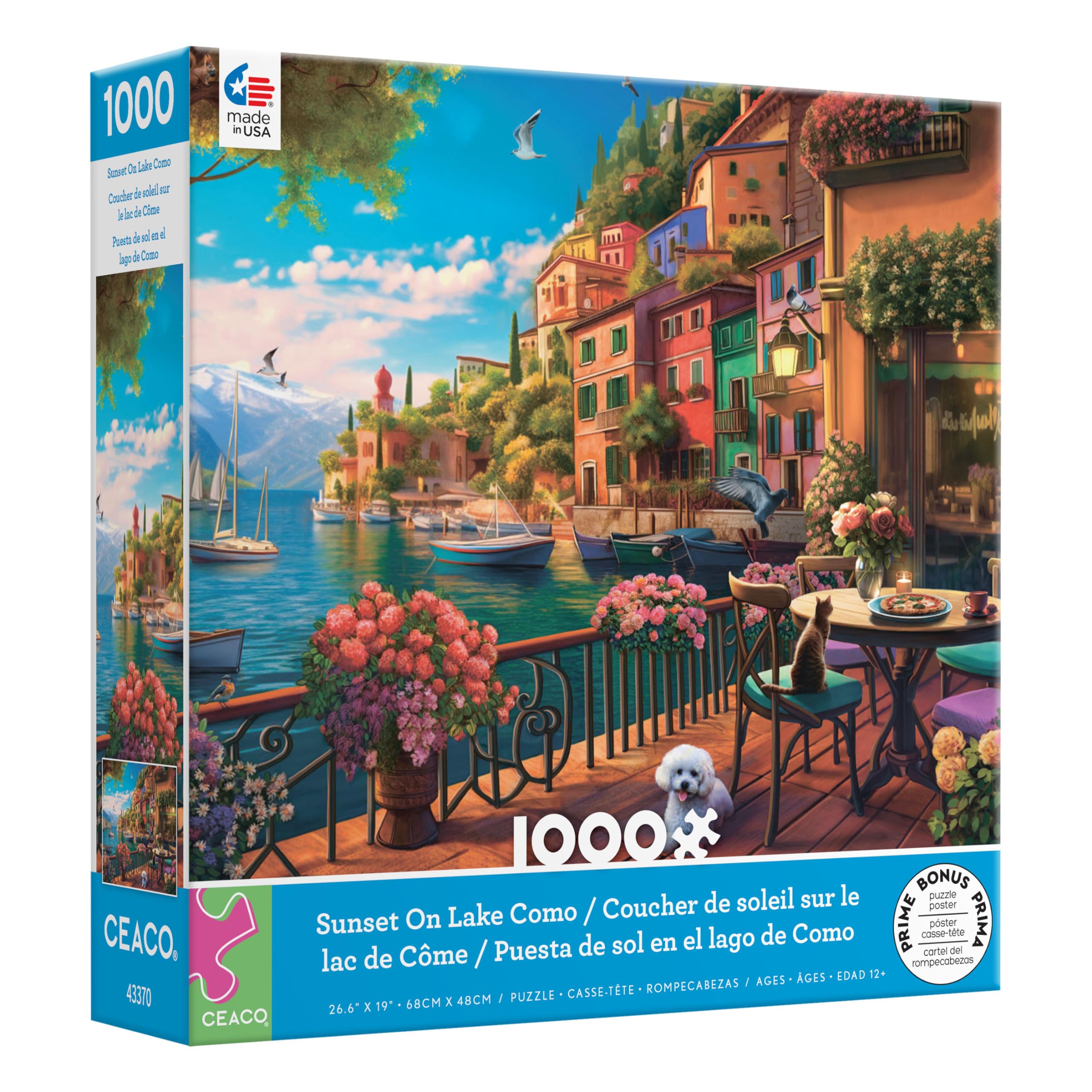 Foto 4 pulgar | Rompecabezas Ceaco Puesta De Sol En El Lago De Como 1000 Piezas - Venta Internacional.