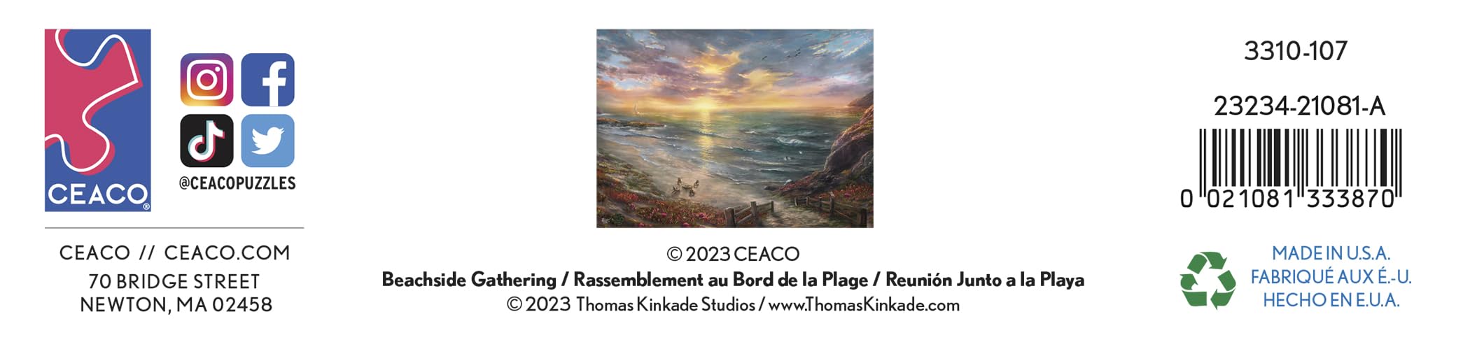 Foto 8 pulgar | Rompecabezas Ceaco Thomas Kinkade Beachside Gathering 1000 Piezas - Venta Internacional.