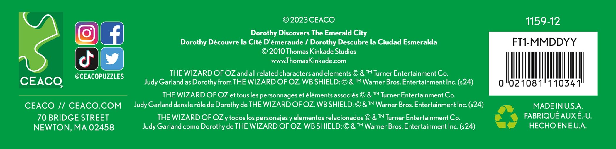 Foto 7 pulgar | Rompecabezas Ceaco Thomas Kinkade El Mago De Oz 750 Piezas - Venta Internacional.