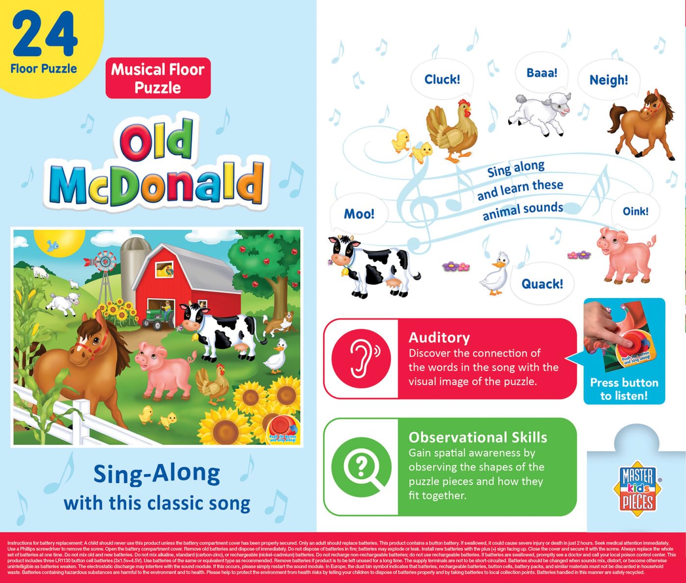 Foto 4 pulgar | Puzzle Masterpieces Old Mcdonald Sing-a-long Sound, 24 Piezas - Venta Internacional.
