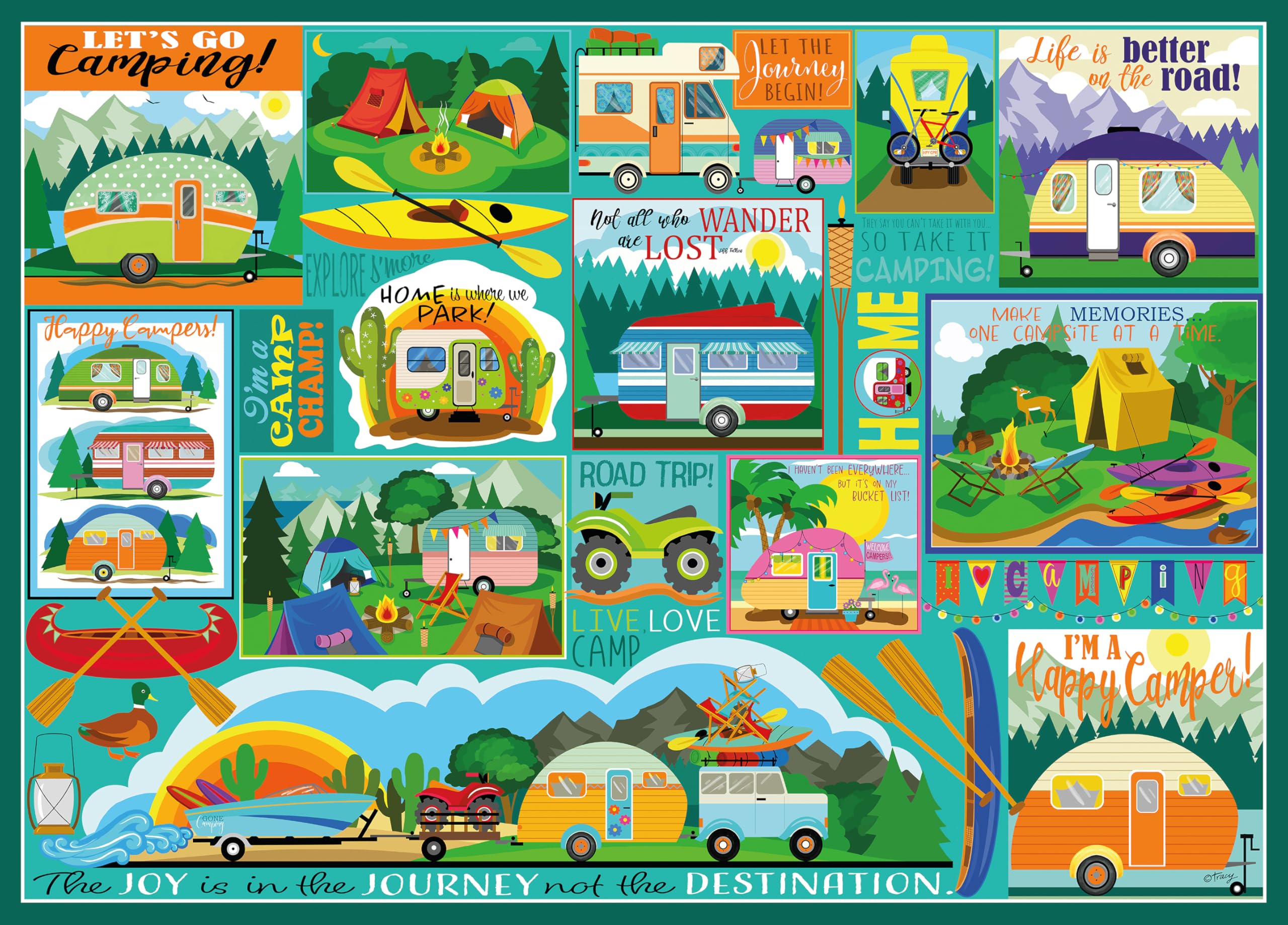 Rompecabezas Ceaco Tracy Flickinger Camping Road Trip, 500 Unidades - Venta Internacional.