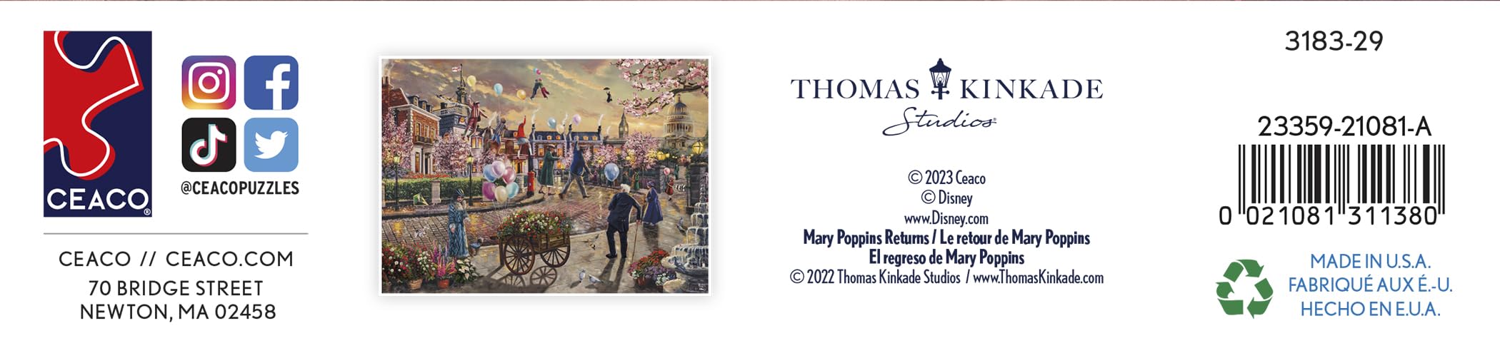 Foto 6 pulgar | Rompecabezas Ceaco Thomas Kinkade Disney Mary Poppins 1000 Piezas - Venta Internacional.