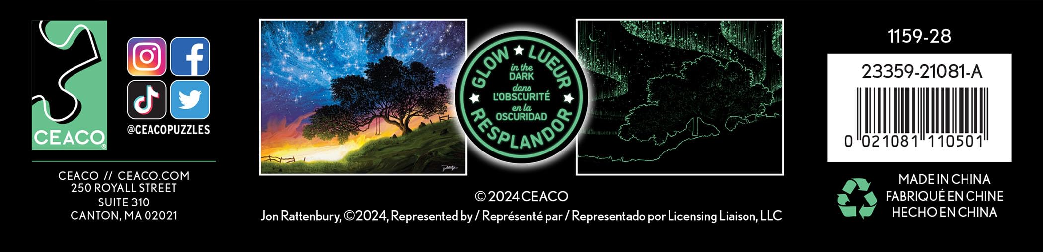 Foto 6 | Rompecabezas Ceaco Que Brilla En La Oscuridad, Cielos Resplandecientes, 750 Piezas - Venta Internacional.