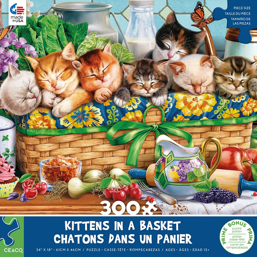 Foto 3 pulgar | Rompecabezas Ceaco Con Gatitos En Una Cesta De 300 Piezas - Venta Internacional.