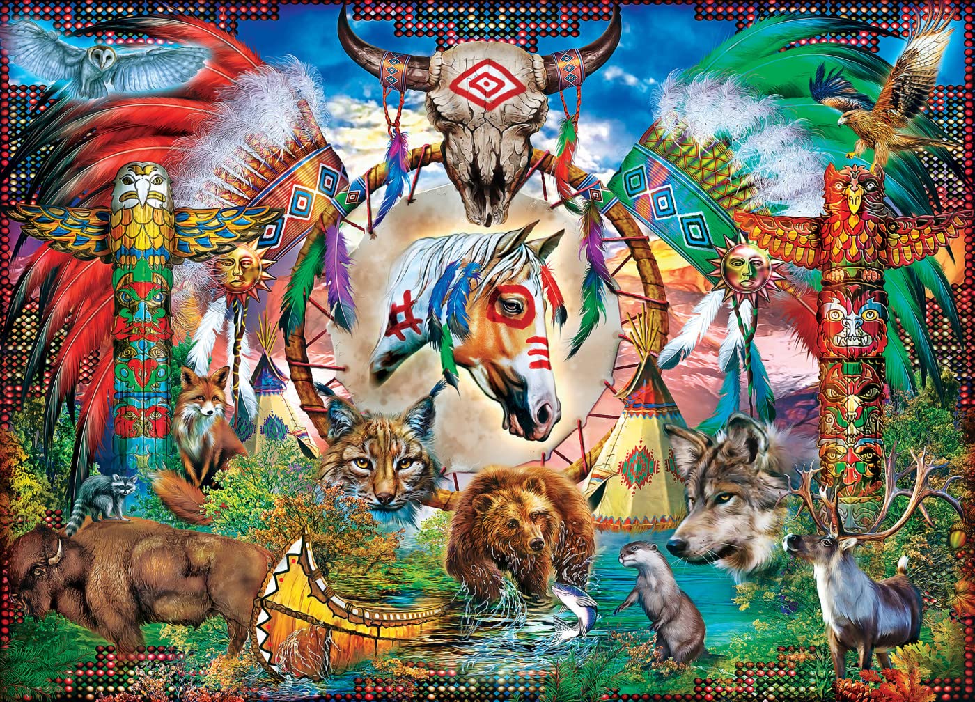 Foto 2 | Rompecabezas Masterpieces Tribal Spirit Animals 1000 Piezas - Venta Internacional.
