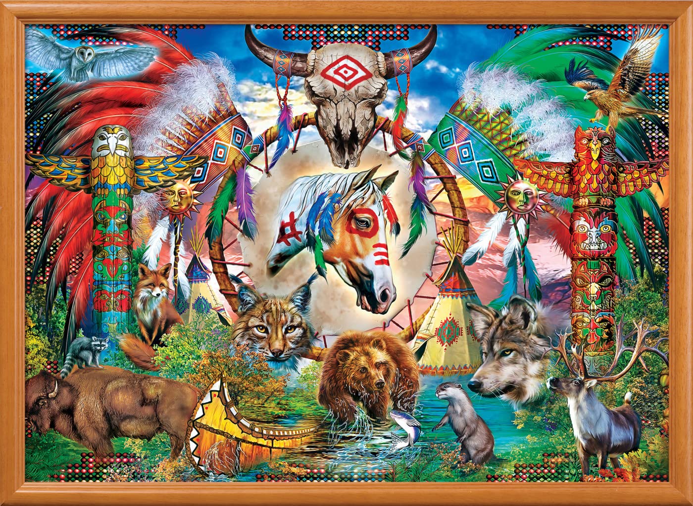 Foto 8 pulgar | Rompecabezas Masterpieces Tribal Spirit Animals 1000 Piezas - Venta Internacional.