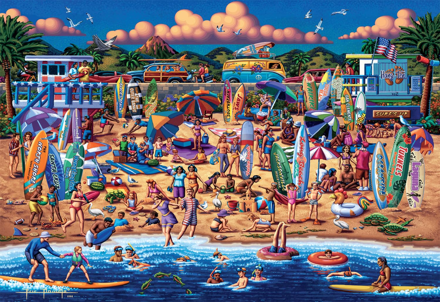 Rompecabezas Buffalo Games Dowdle Surfin' Usa 2000 Piezas - Venta Internacional.