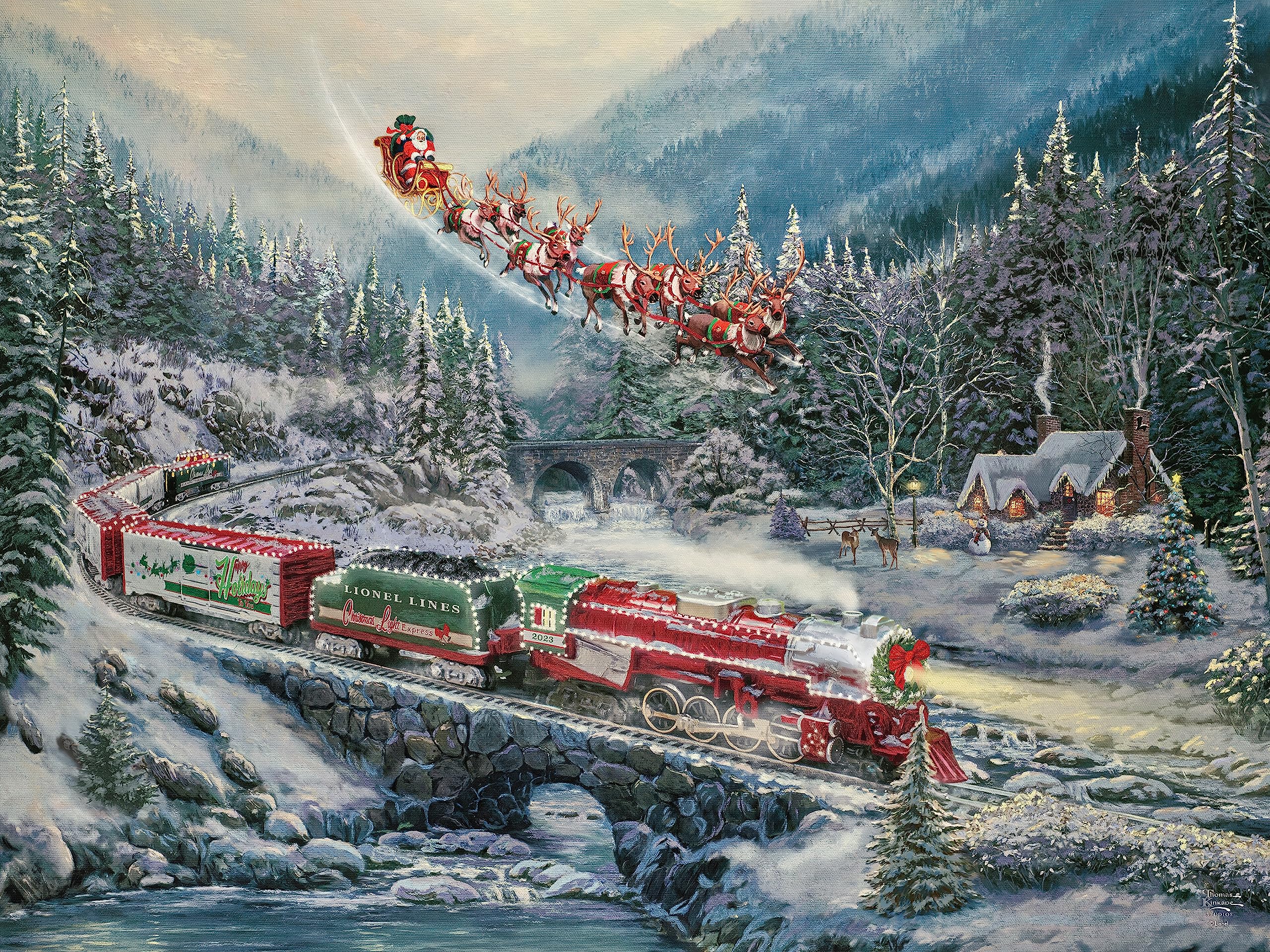 Rompecabezas Ceaco Thomas Kinkade Christmas Light Express, 500 Unidades - Venta Internacional.