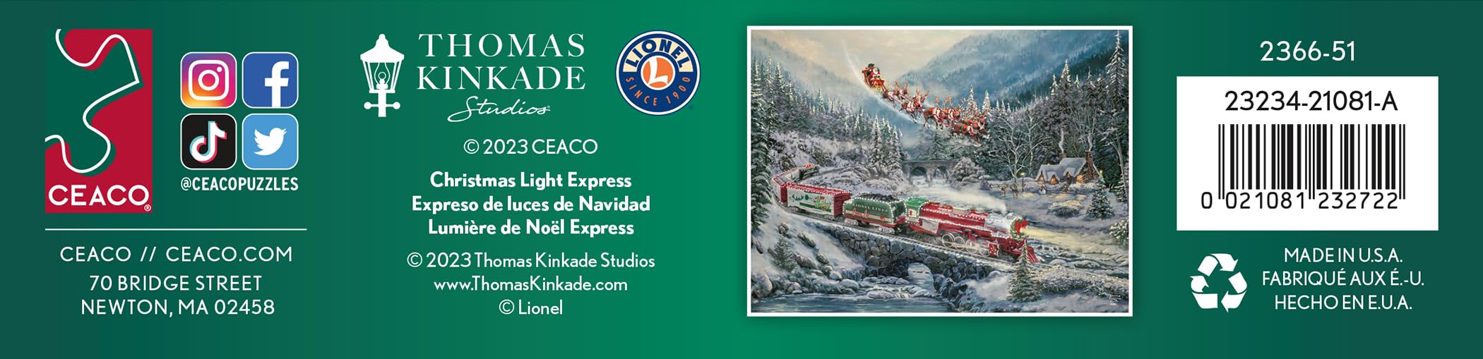 Foto 6 pulgar | Rompecabezas Ceaco Thomas Kinkade Christmas Light Express, 500 Unidades - Venta Internacional.