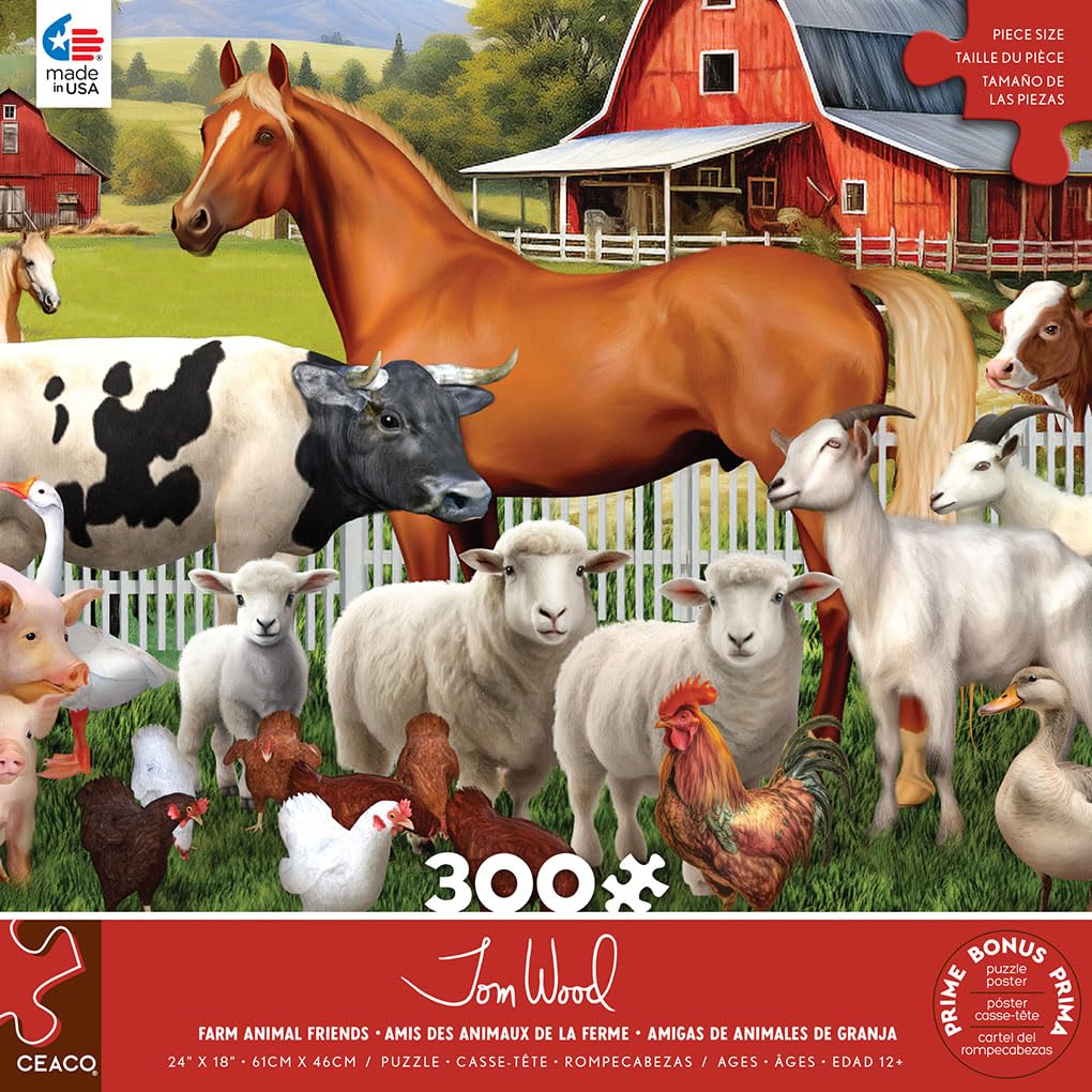 Foto 3 pulgar | Rompecabezas Ceaco Tom Wood Farm Animal Friends De 300 Piezas - Venta Internacional.
