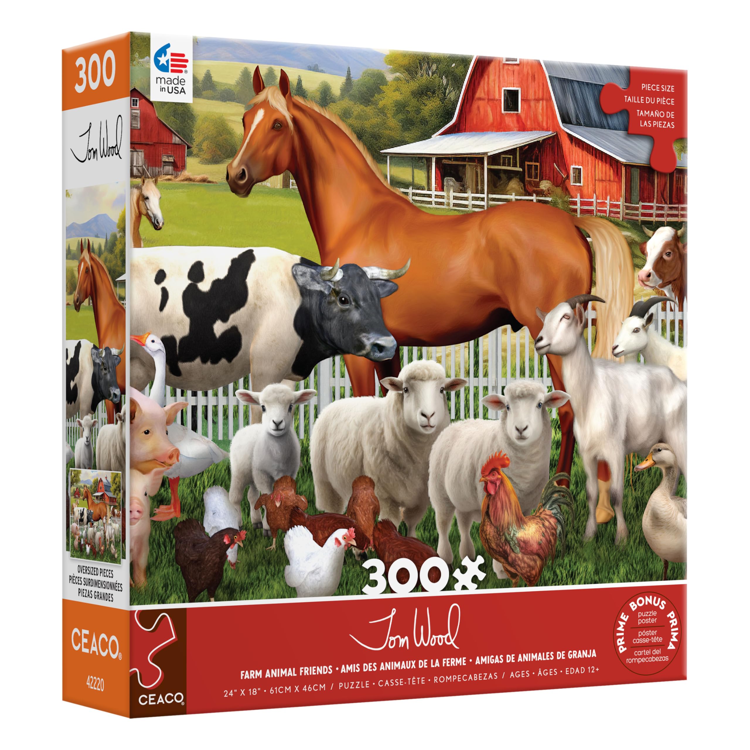 Foto 4 pulgar | Rompecabezas Ceaco Tom Wood Farm Animal Friends De 300 Piezas - Venta Internacional.