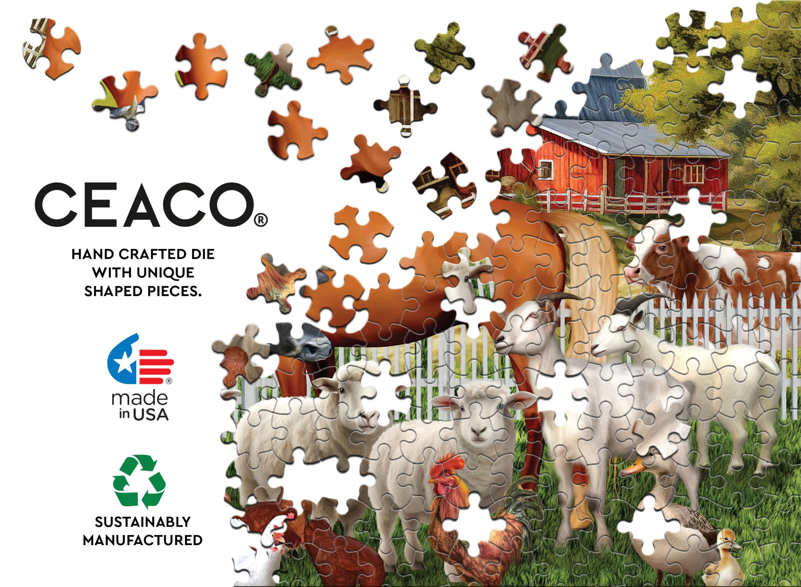 Foto 7 pulgar | Rompecabezas Ceaco Tom Wood Farm Animal Friends De 300 Piezas - Venta Internacional.