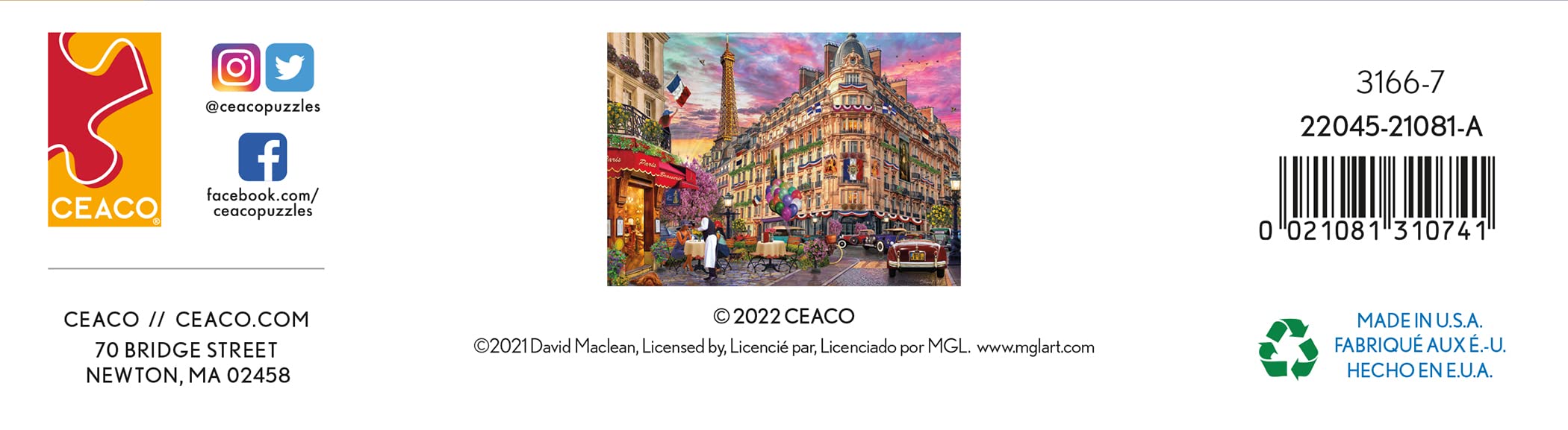 Foto 8 pulgar | Rompecabezas Ceaco David Maclean Cities Bonjour Paris 1000 Piezas - Venta Internacional.