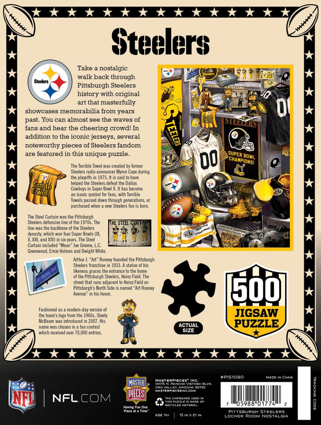 Foto 4 pulgar | Rompecabezas Masterpieces Game Day 500 Piezas Nfl Steelers - Venta Internacional.