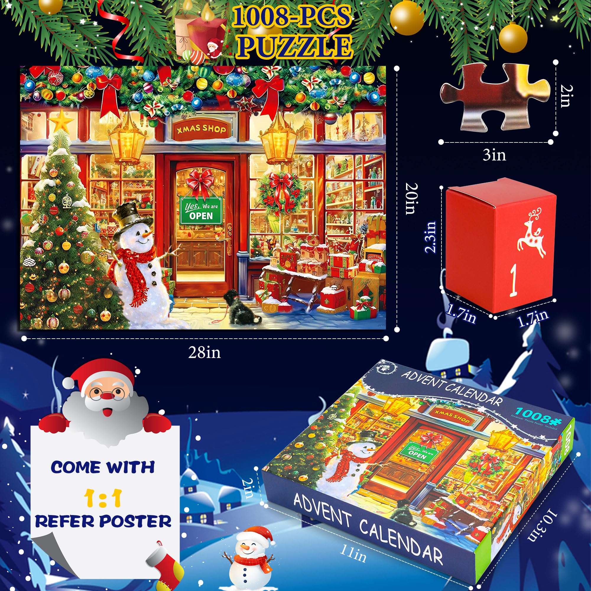 Foto 2 | Rompecabezas Navideños, Calendario De Adviento, 2024, 1008 Piezas - Venta Internacional.