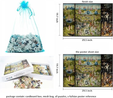Foto 3 | Rompecabezas El Jardín De Las Delicias Terrenales De 1000 Piezas - Venta Internacional.
