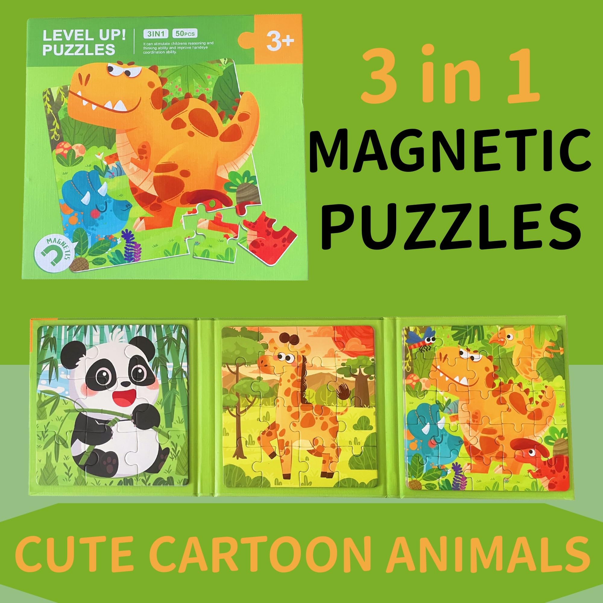 Foto 2 | Libro De Rompecabezas Magnéticos Para Niños De 3 A 6 Años Con 3 Temas De Dibujos Animados - Venta Internacional.