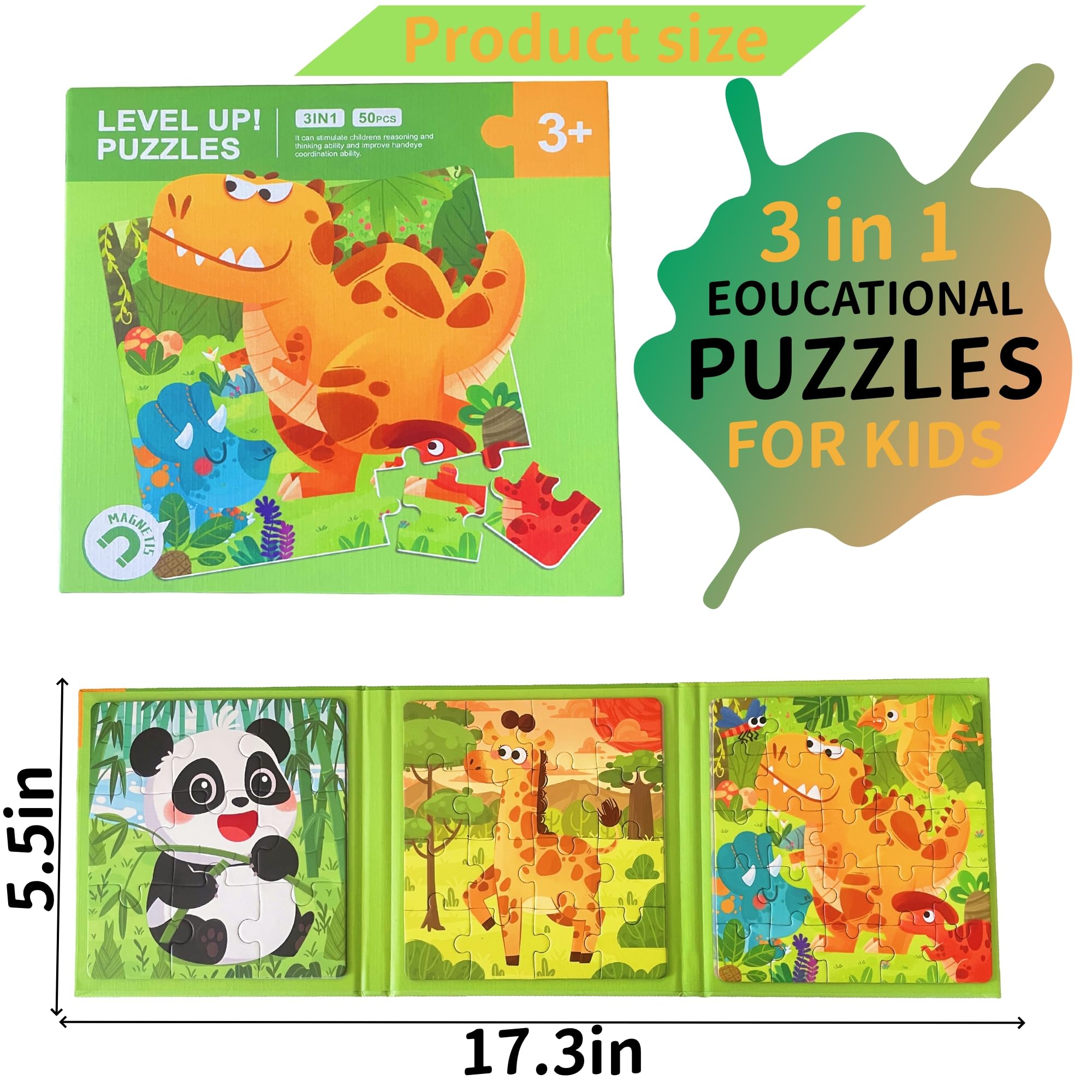 Foto 4 pulgar | Libro De Rompecabezas Magnéticos Para Niños De 3 A 6 Años Con 3 Temas De Dibujos Animados - Venta Internacional.