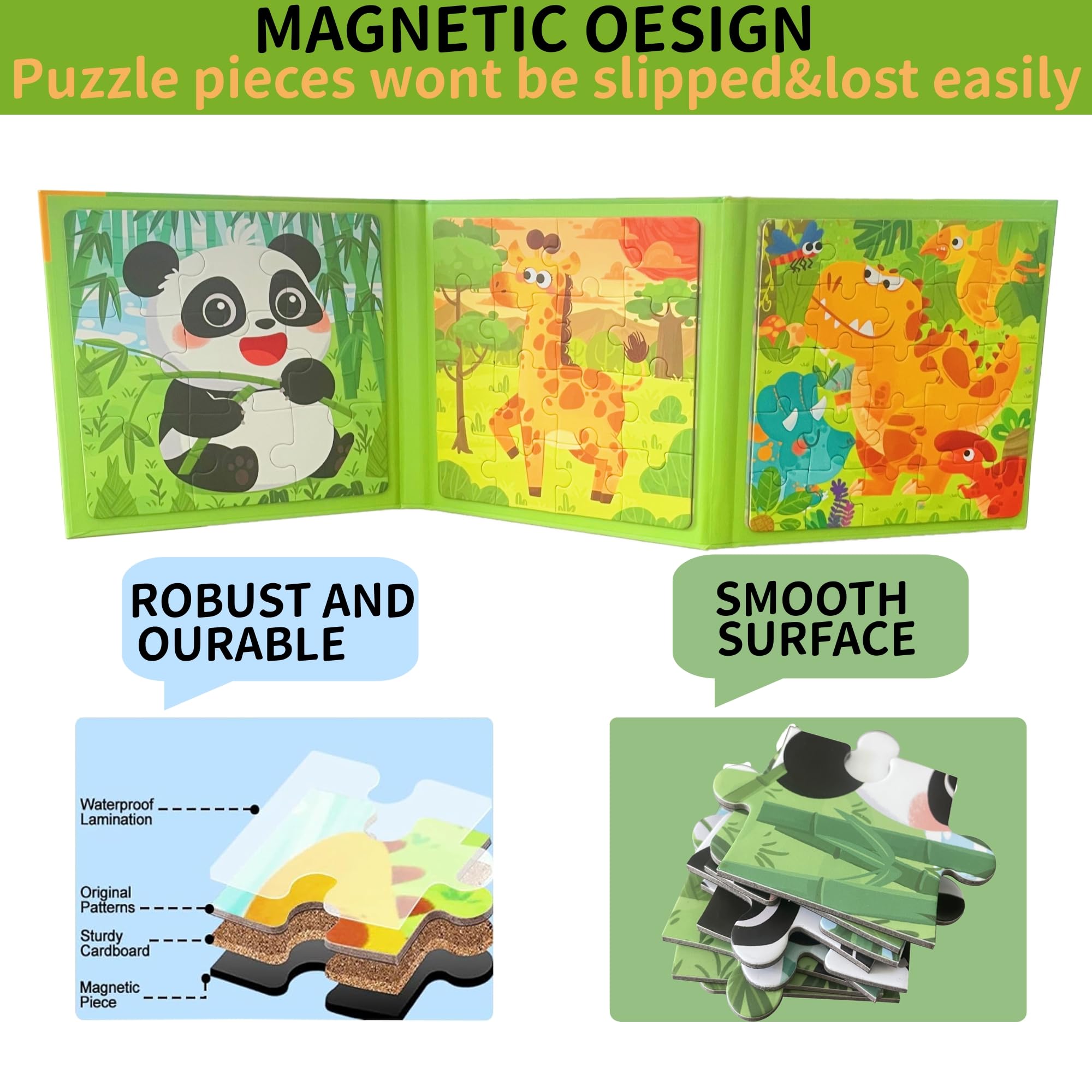 Foto 6 pulgar | Libro De Rompecabezas Magnéticos Para Niños De 3 A 6 Años Con 3 Temas De Dibujos Animados - Venta Internacional.