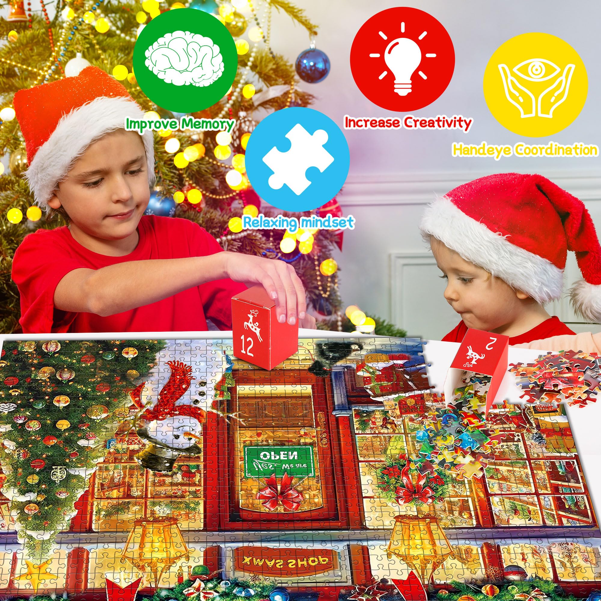 Foto 5 | Rompecabezas Navideños, Calendario De Adviento, 2024, 1008 Piezas - Venta Internacional.
