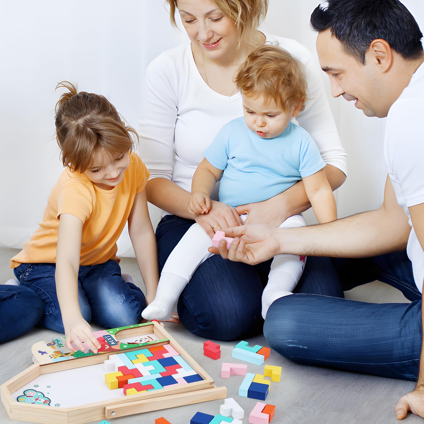 Foto 3 pulgar | Puzles De Bloques De Madera Gemem Para Niños De 4 A 8 Años Con Almacenamiento - Venta Internacional.